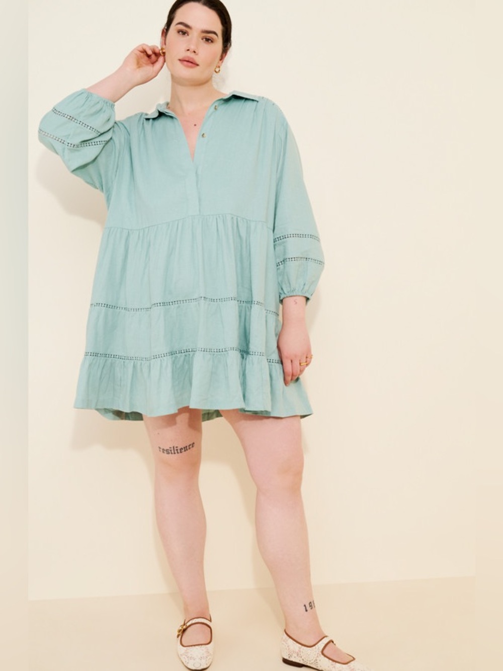 The Bettina Tiered Mini Shirt Dress: Linen Edition